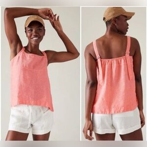 NEW Athleta 100% Linen Tank Voyager Women’s XS Top‎ Orange Sleeveless Straps